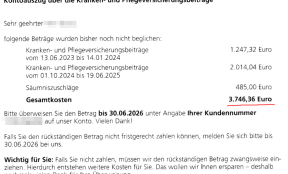Krankenversicherungsbeiträge im Rahmen der "obligatorischen Anschlussversicherung" werden wieder übernommen